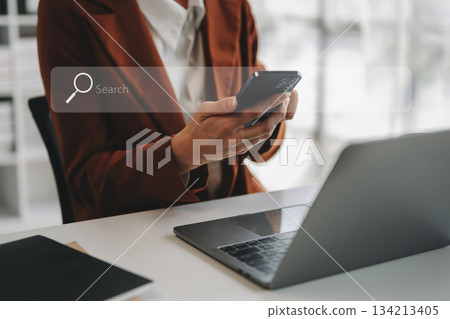 Searching Browsing Internet Data Information Networking Concept with blank search bar 134213405