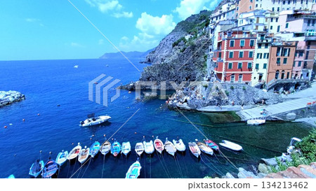 La Spezia, Italy - August 9 2022: Cinque Terre View 134213462