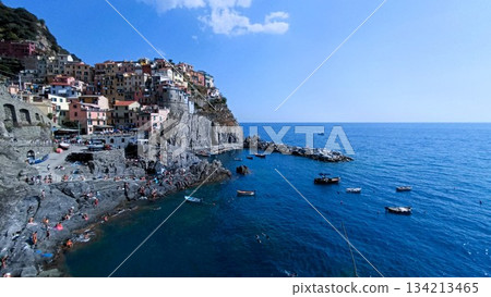La Spezia, Italy - August 9 2022: Cinque Terre View 134213465