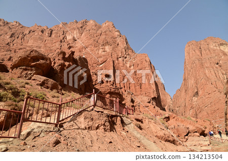 The Tianshan Grand Canyon, or Kesileya Grand Canyon, is a stunning natural feature in Xinjiang, China characterized by its distinctive red canyons formed by millions of years of wind and rain erosion. 134213504