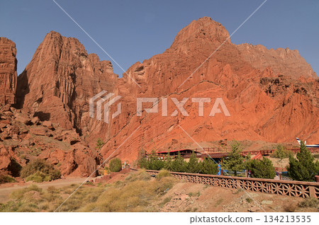 The Tianshan Grand Canyon, or Kesileya Grand Canyon, is a stunning natural feature in Xinjiang, China characterized by its distinctive red canyons formed by millions of years of wind and rain erosion. The Tianshan Grand Canyon, or Kesileya Grand Canyon, is a stunning natural feature in Xinjiang, China characterized by its distinctive red canyons formed by millions of years of wind and rain erosion. 134213535