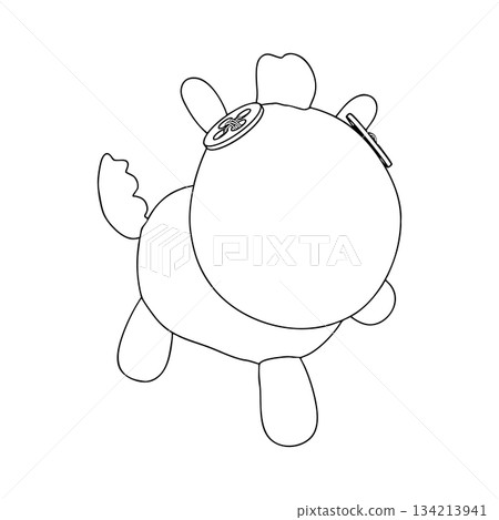 Outline for Coloring of Horse Plush Cute and Funny Toy. Vector Illustration. 134213941