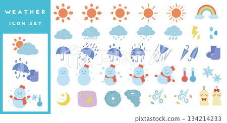 Cute weather icon set 134214233