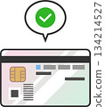 Back side illustration of My Number card with check mark (authentication successful) My Number health insurance card identity verification vector icon 134214527