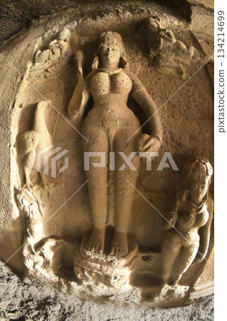 The religious sites and art at the Elora Caves,a UNESCO World Heritage Site,are one of the world's largest collections of rock-cut temples, dating back to 600-1000 AD. Located at Aurangabud in India. The religious sites and art at the Elora Caves,a UNESCO World Heritage Site,are one of the world's largest collections of rock-cut temples, dating back to 600-1000 AD. Located at Aurangabud in India. 134214699