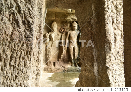 The religious sites and art at the Elora Caves,a UNESCO World Heritage Site,are one of the world's largest collections of rock-cut temples, dating back to 600-1000 AD. Located at Aurangabud in India. 134215125
