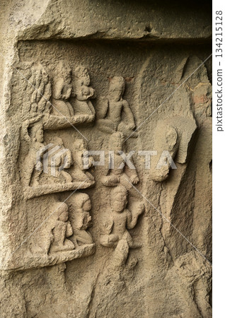 The religious sites and art at the Elora Caves,a UNESCO World Heritage Site,are one of the world's largest collections of rock-cut temples, dating back to 600-1000 AD. Located at Aurangabud in India. The religious sites and art at the Elora Caves,a UNESCO World Heritage Site,are one of the world's largest collections of rock-cut temples, dating back to 600-1000 AD. Located at Aurangabud in India. 134215128