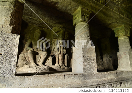 The religious sites and art at the Elora Caves,a UNESCO World Heritage Site,are one of the world's largest collections of rock-cut temples, dating back to 600-1000 AD. Located at Aurangabud in India. The religious sites and art at the Elora Caves,a UNESCO World Heritage Site,are one of the world's largest collections of rock-cut temples, dating back to 600-1000 AD. Located at Aurangabud in India. 134215135