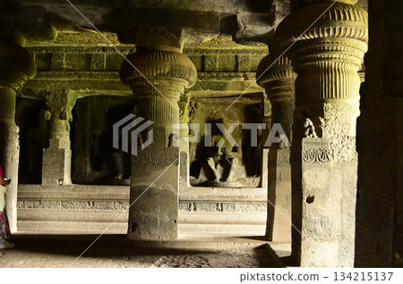 The religious sites and art at the Elora Caves,a UNESCO World Heritage Site,are one of the world's largest collections of rock-cut temples, dating back to 600-1000 AD. Located at Aurangabud in India. The religious sites and art at the Elora Caves,a UNESCO World Heritage Site,are one of the world's largest collections of rock-cut temples, dating back to 600-1000 AD. Located at Aurangabud in India. 134215137