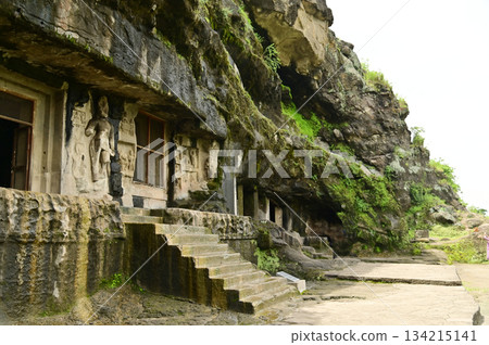 The religious sites and art at the Elora Caves,a UNESCO World Heritage Site,are one of the world's largest collections of rock-cut temples, dating back to 600-1000 AD. Located at Aurangabud in India. The religious sites and art at the Elora Caves,a UNESCO World Heritage Site,are one of the world's largest collections of rock-cut temples, dating back to 600-1000 AD. Located at Aurangabud in India. 134215141
