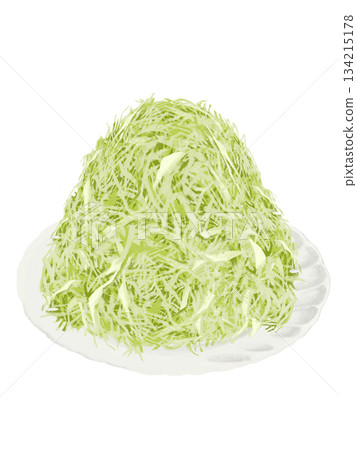 一大份切絲高麗菜配盤子 134215178