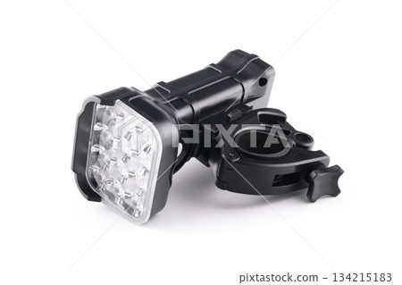 led bicycle flashlight with mount on white background 134215183