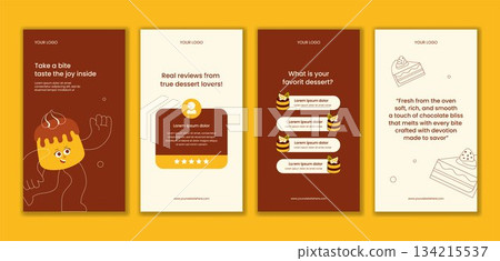 Cartoon Hand Drawn Background for National Chocolate Cake Day Social Media Stories Illustration 134215537