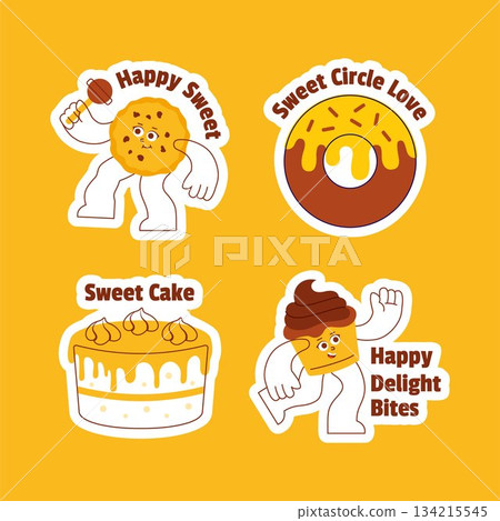 Flat Cartoon Hand Drawn Illustration Background for National Chocolate Cake Day Label Design Flat Cartoon Hand Drawn Illustration Background for National Chocolate Cake Day Label Design 134215545