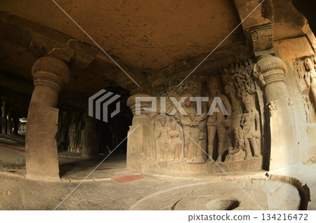 The religious sites and art at the Elora Caves,a UNESCO World Heritage Site,are one of the world's largest collections of rock-cut temples, dating back to 600-1000 AD. Located at Aurangabud in India. The religious sites and art at the Elora Caves,a UNESCO World Heritage Site,are one of the world's largest collections of rock-cut temples, dating back to 600-1000 AD. Located at Aurangabud in India. 134216472