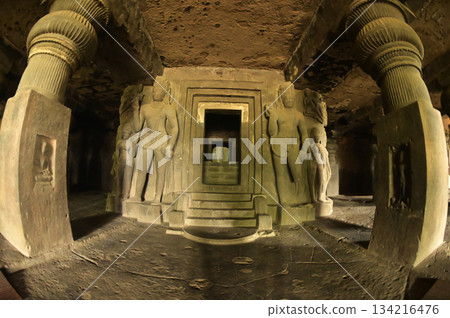 The religious sites and art at the Elora Caves,a UNESCO World Heritage Site,are one of the world's largest collections of rock-cut temples, dating back to 600-1000 AD. Located at Aurangabud in India. The religious sites and art at the Elora Caves,a UNESCO World Heritage Site,are one of the world's largest collections of rock-cut temples, dating back to 600-1000 AD. Located at Aurangabud in India. 134216476