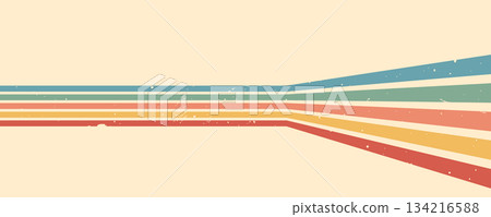 Stripe rainbow groovy. Beige and playful backdrop with geometric arches. Retro wallpaper and modern graphic design. Vintage vector illustration Stripe rainbow groovy. Beige and playful backdrop with geometric arches. Retro wallpaper and modern graphic design. Vintage vector illustration 134216588