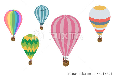 等距插圖：氣球組（熱氣球） 134216891