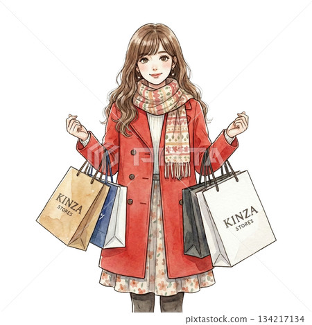 Woman holding shopping bags 134217134