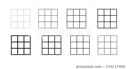Progression of 3x3 Grids with Varying Line Thickness. Progression of 3x3 Grids with Varying Line Thickness. 134217469