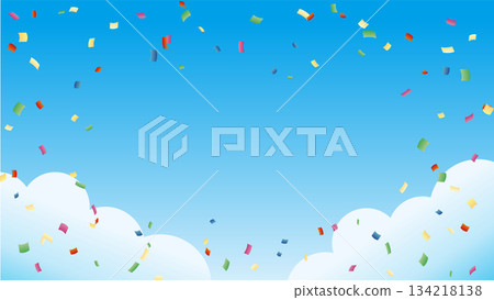 藍天和彩帶背景 [16:9材質系列] 134218138