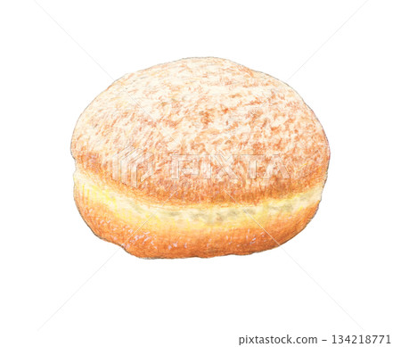 柏林油炸糕點,一種德國油炸糕點,水彩和彩色鉛筆插圖 柏林油炸糕點,一種德國油炸糕點,水彩和彩色鉛筆插圖 134218771