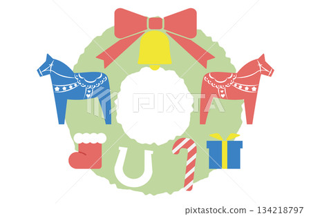 聖誕花圈和達拉納馬插圖 134218797