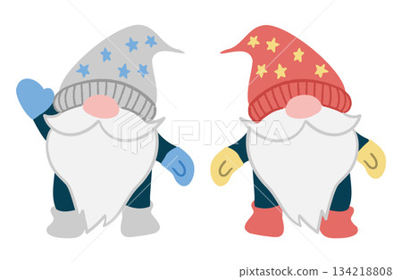Red and blue Christmas gnome illustration Red and blue Christmas gnome illustration 134218808