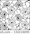 Floral doodle seamless pattern in stained glass window technique vector illustration 134218899