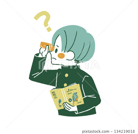 Male student who has something he doesn't understand while bird watching - 4 colors 134219018