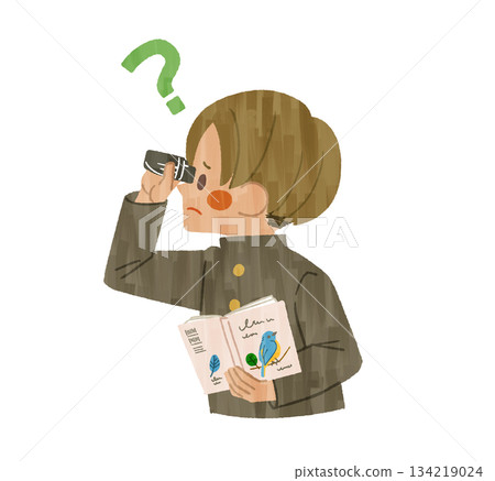 A male student who has something he doesn't understand while bird watching - Gash 134219024