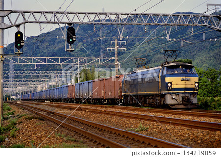 2007 EF669 freight train running on the Tokaido Line 134219059