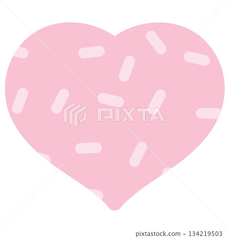 Illustration of pink heart with sprinkles for Valentine's Day, sticker, tattoo, fabric print, decoration, love icon, wedding card, campaign badge, sign, symbol, women empowerment, girl power, pin 134219503
