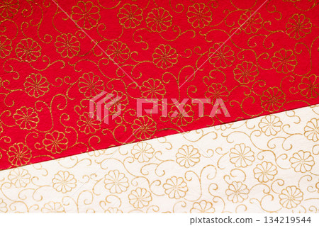 Woodblock hand-printed auspicious chrysanthemum arabesque Japanese paper 134219544