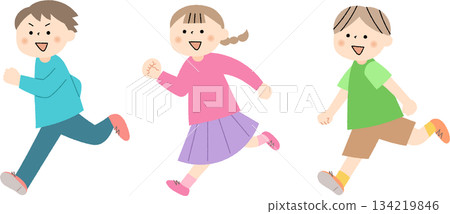 Children running cheerfully 134219846