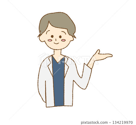 A cute hand-drawn illustration of a woman in a white coat A cute hand-drawn illustration of a woman in a white coat 134219970