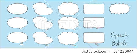 Hand-drawn frame and speech bubble set (horizontal) 134220044