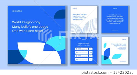 World Religion Day Flat Cartoon Hand-Drawn Background Template for Social Media Post Illustration 134220253