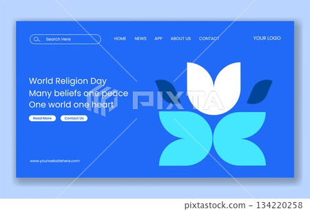 World Religion Day Flat Cartoon Background Template Illustration for Social Media Landing Page World Religion Day Flat Cartoon Background Template Illustration for Social Media Landing Page 134220258