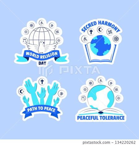 World Religion Day Flat Cartoon Hand-Drawn Background Template Illustration for a Minimal Label World Religion Day Flat Cartoon Hand-Drawn Background Template Illustration for a Minimal Label 134220262