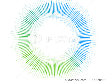 Abstract circular green and blue gradient lines on white background 134220498
