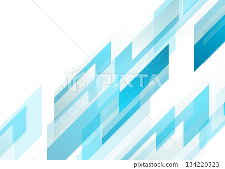 Bright blue and white geometric glossy elements abstract tech background 134220523