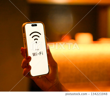 Free Wi-Fi connection screen on smartphone Free Wi-Fi connection screen on smartphone 134221048