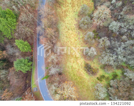 Esch-Sur-Sure, Wiltz, Grand Duche De Luxembourg, December 7, 2025, Vertical Country Lane Beside Esch-Sur-Sure, Wiltz, Grand Duche De Luxembourg, December 7, 2025, Vertical Country Lane Beside 134221092