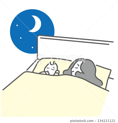 Woman sleeping with baby Woman sleeping with baby 134221122