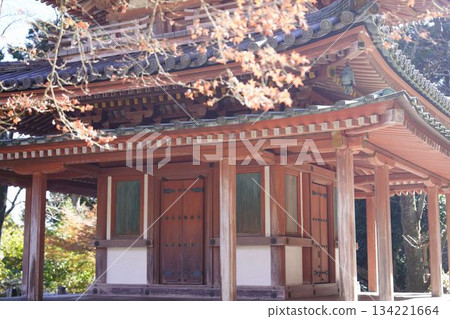 Autumn mountain temple surrounded by autumn leaves Autumn mountain temple surrounded by autumn leaves 134221664