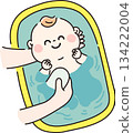 洗完澡後，寶寶很開心。 134222004