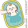 洗完澡後，寶寶很開心。 134222017