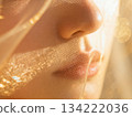 A fresh woman's mouth and a sparkling veil 134222036