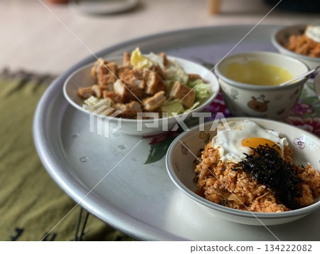 Kimchi Fried Rice with Pork Cutlet Salad Kimchi Fried Rice with Pork Cutlet Salad 134222082